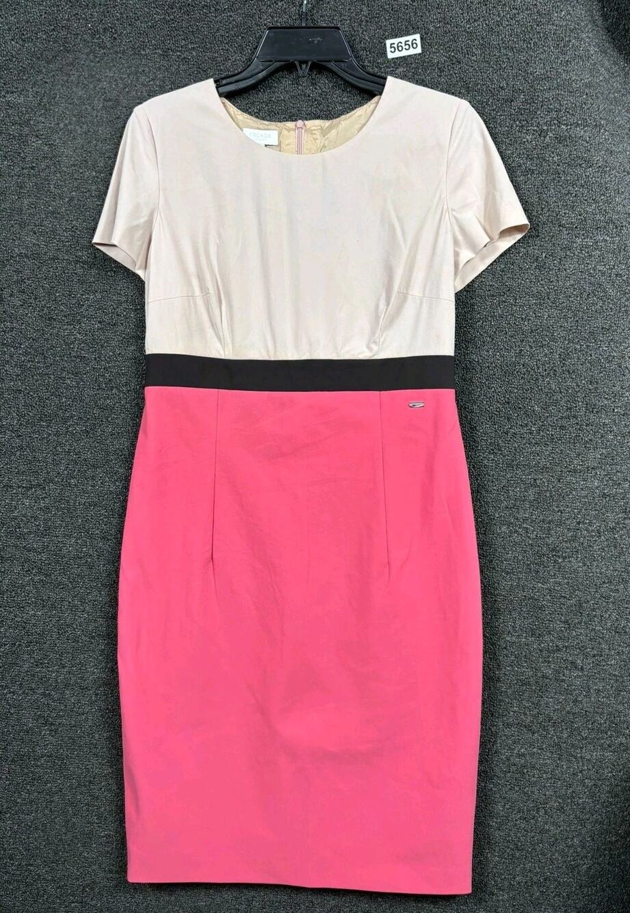 Escada Sport Dress Womens 38 Pink Colorblock Sheath Short Sleeve Contrast Waist